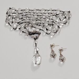 Vtg. Silpada N1503 Sterling Silver Necklace W/ Crystals Gemstones Drop Earrings